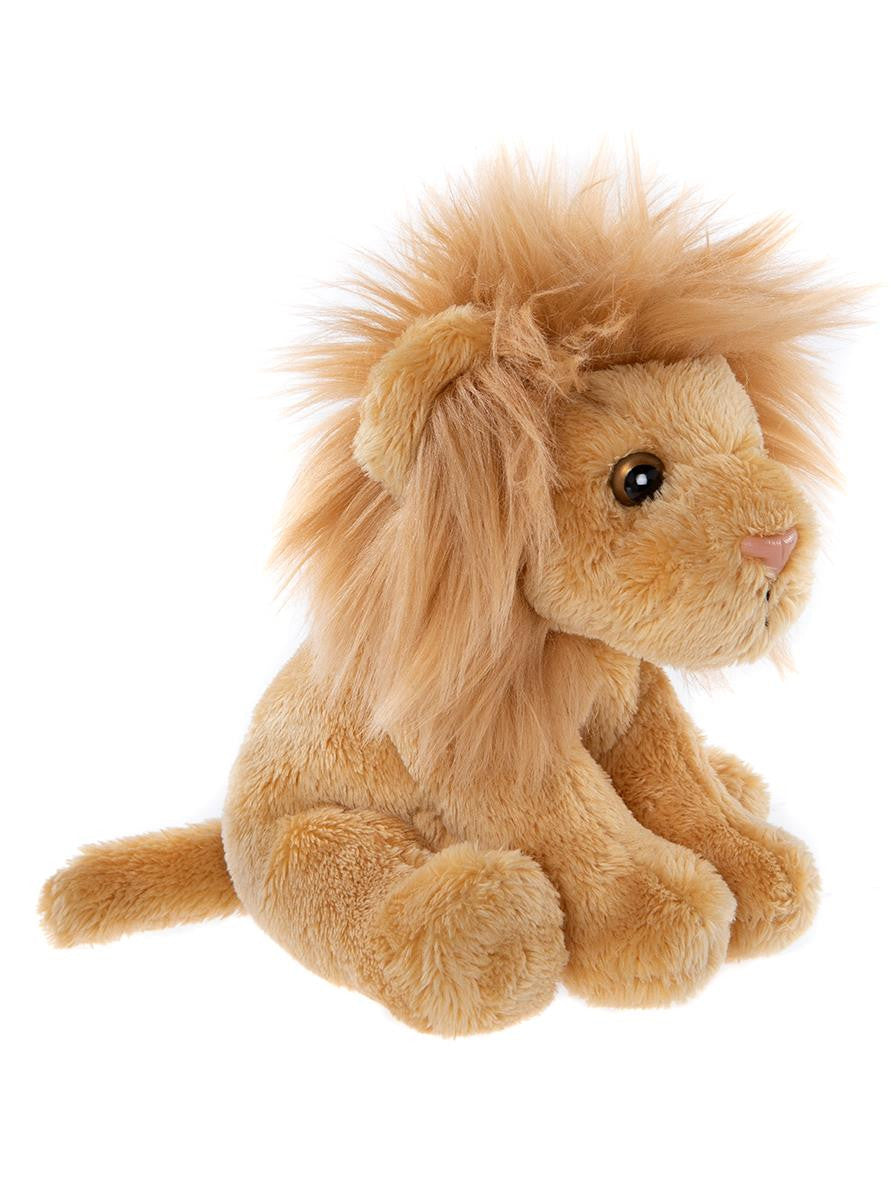 Plush lion toy on a white background