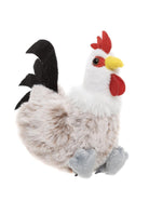 Plush rooster toy on a white background