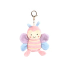 Plush bee-shaped keychain with a clip on a white background