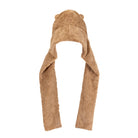 Brown fuzzy scarf with bear ears on a white background