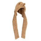 Brown teddy bear hat with long ears on a white background