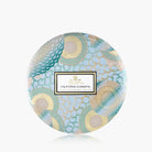 Round decorative item with a pattern and 'California Summers' label on a white background