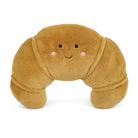 Brown croissant-shaped plush toy with a smiling face and pink cheeks.