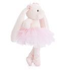 Plush toy rabbit in a pink tutu on a white background