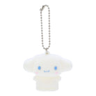 White Cinnamoroll plush keychain with silver ball chain.
