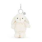 Off-white plush bunny keychain.