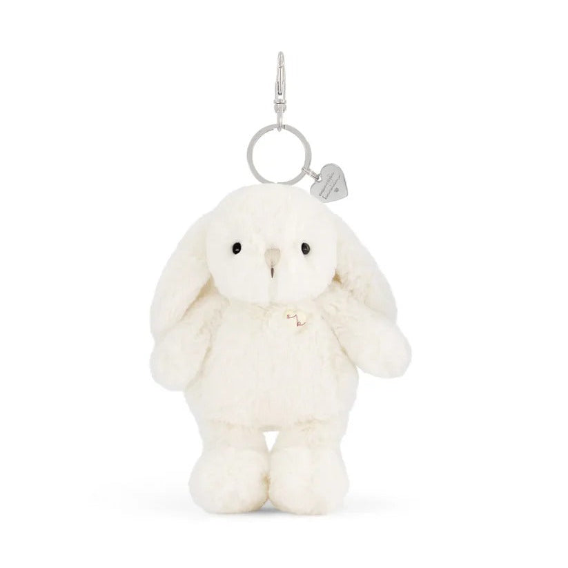 Off-white plush bunny keychain.