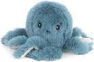 Blue plush octopus toy on a white background