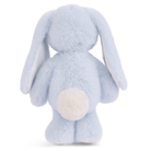 Blue plush bunny toy on a white background