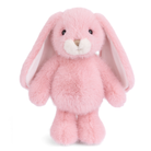 Pink plush bunny toy on a white background