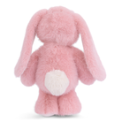 Pink plush bunny toy on a white background