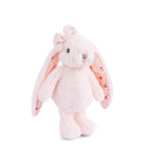 Plush bunny toy with floral details on a white background