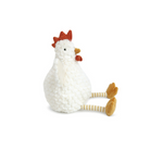 Knitted chicken toy on a white background