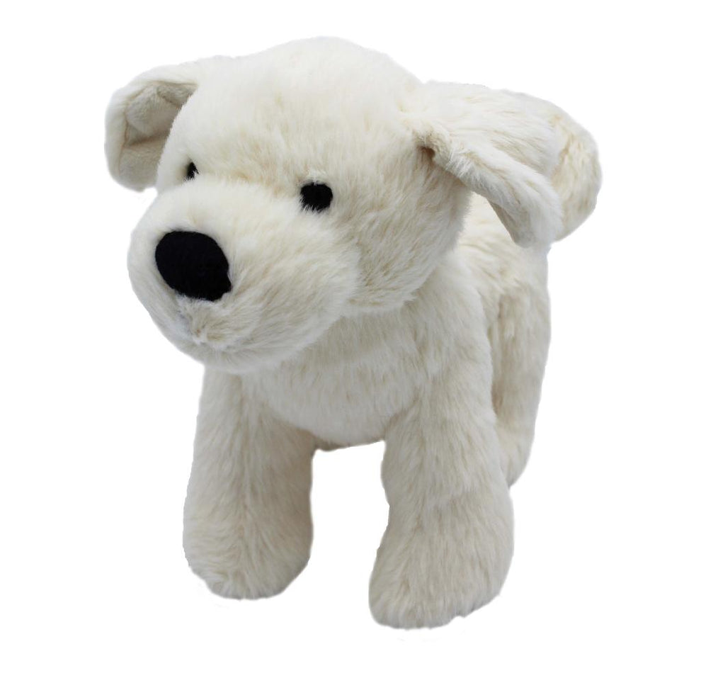 Plush polar bear toy on a white background