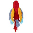 Colorful parrot-shaped plush toy on a white background