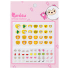 A sheet of colorful nail stickers.