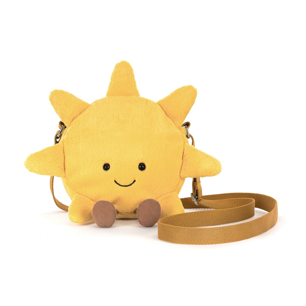 Yellow sun bag with yellow golden adjustable strap