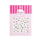 Packaged nail art stickers with a pink striped background.