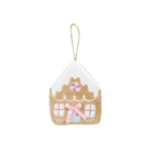 Plush gingerbread house ornament.