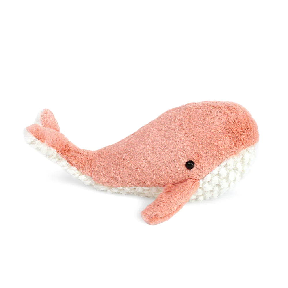 Pink whale plush toy.
