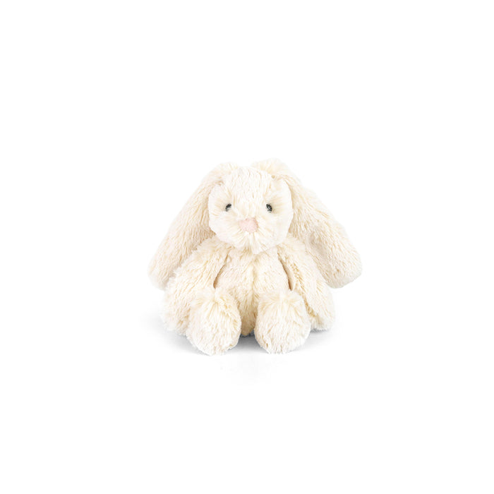 White plush bunny toy on a white background