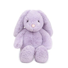 Lavender plush bunny toy sitting up.
