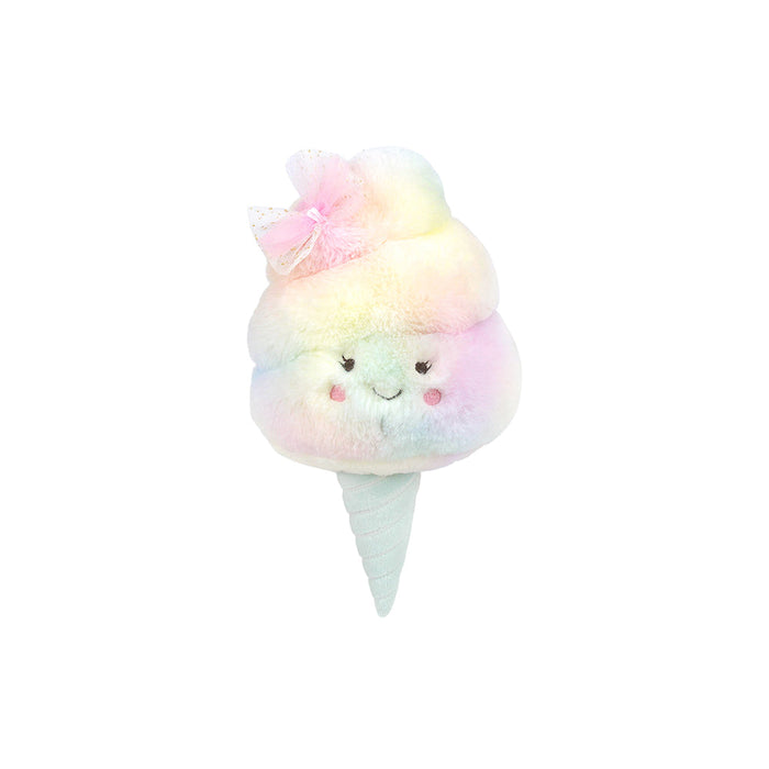 Pastel-colored cotton candy plush toy on a white background