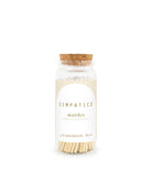 Jar of matches labeled 'Simpatico' on a white background