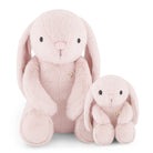 Two pink plush bunny toys.