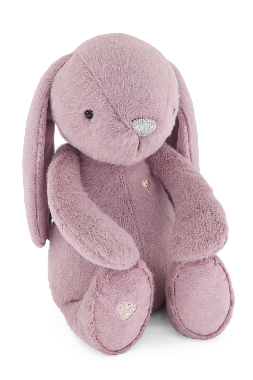Pink plush bunny toy on a white background