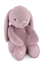 Pink plush bunny toy on a white background