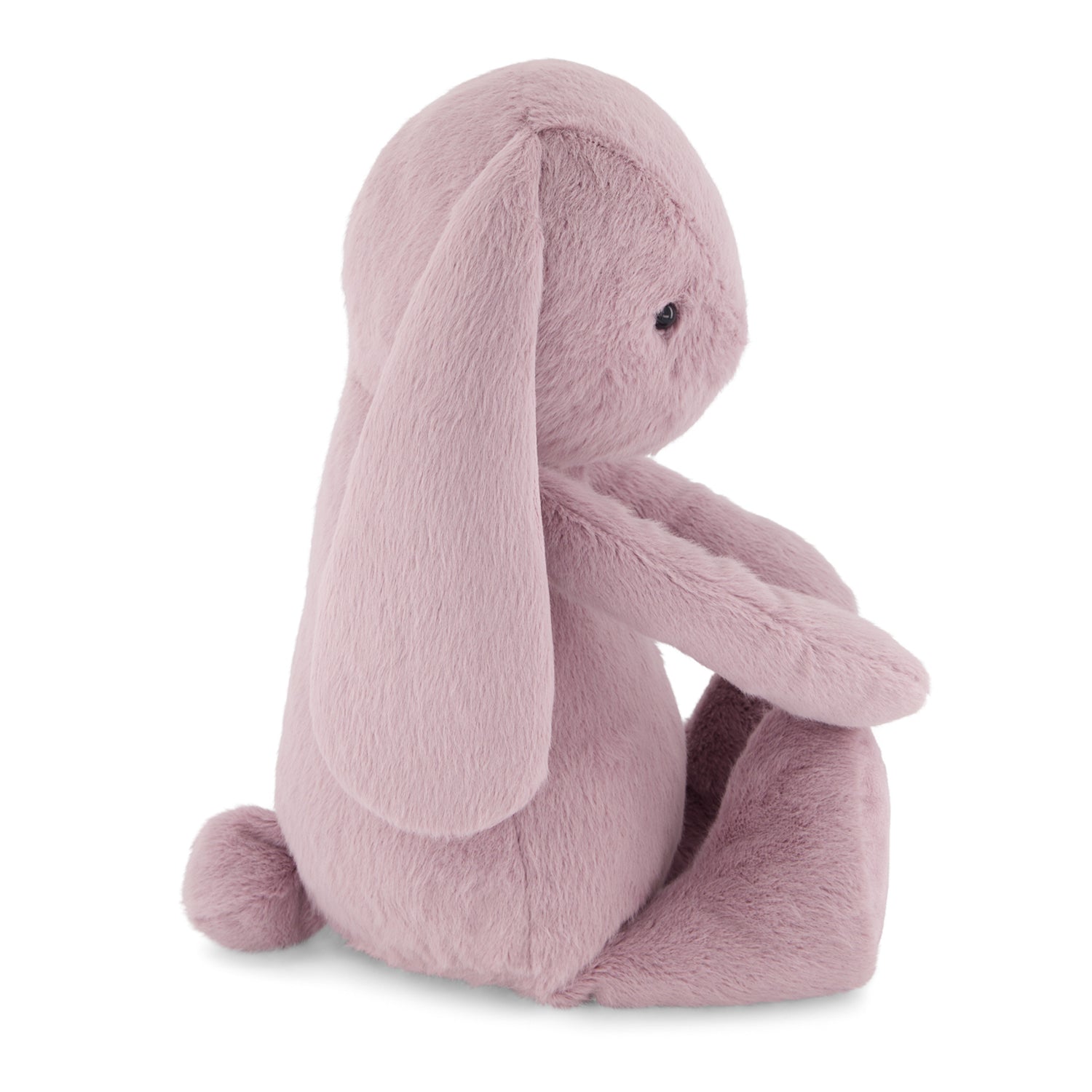 Pink plush bunny toy on a white background