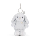 Light blue stuffed bunny keychain.