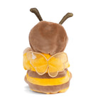 Plush toy bee with brown body and yellow wings on a white background