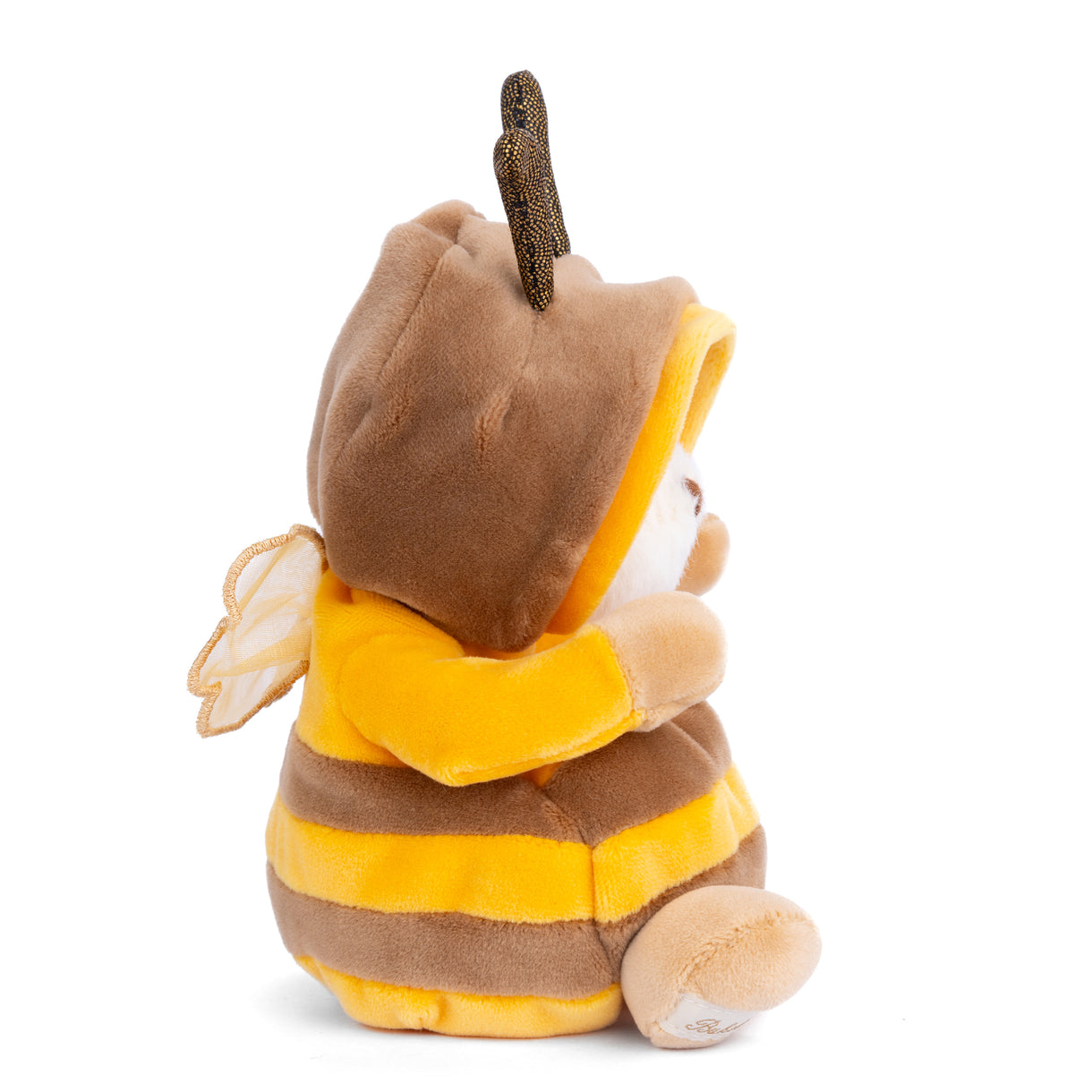Plush toy resembling a bee with a white background
