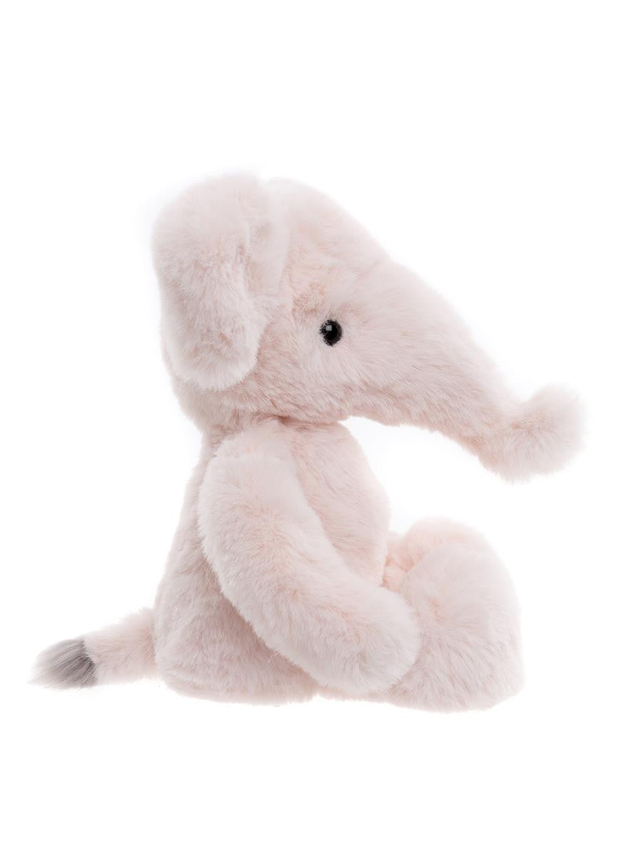 Plush elephant toy on a white background