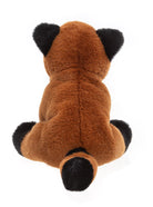 Plush toy with a brown body and black paws on a white background