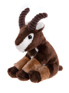Plush toy of a brown animal with horns on a white background