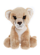 Plush toy lion cub on a white background