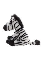 Plush zebra toy on a white background
