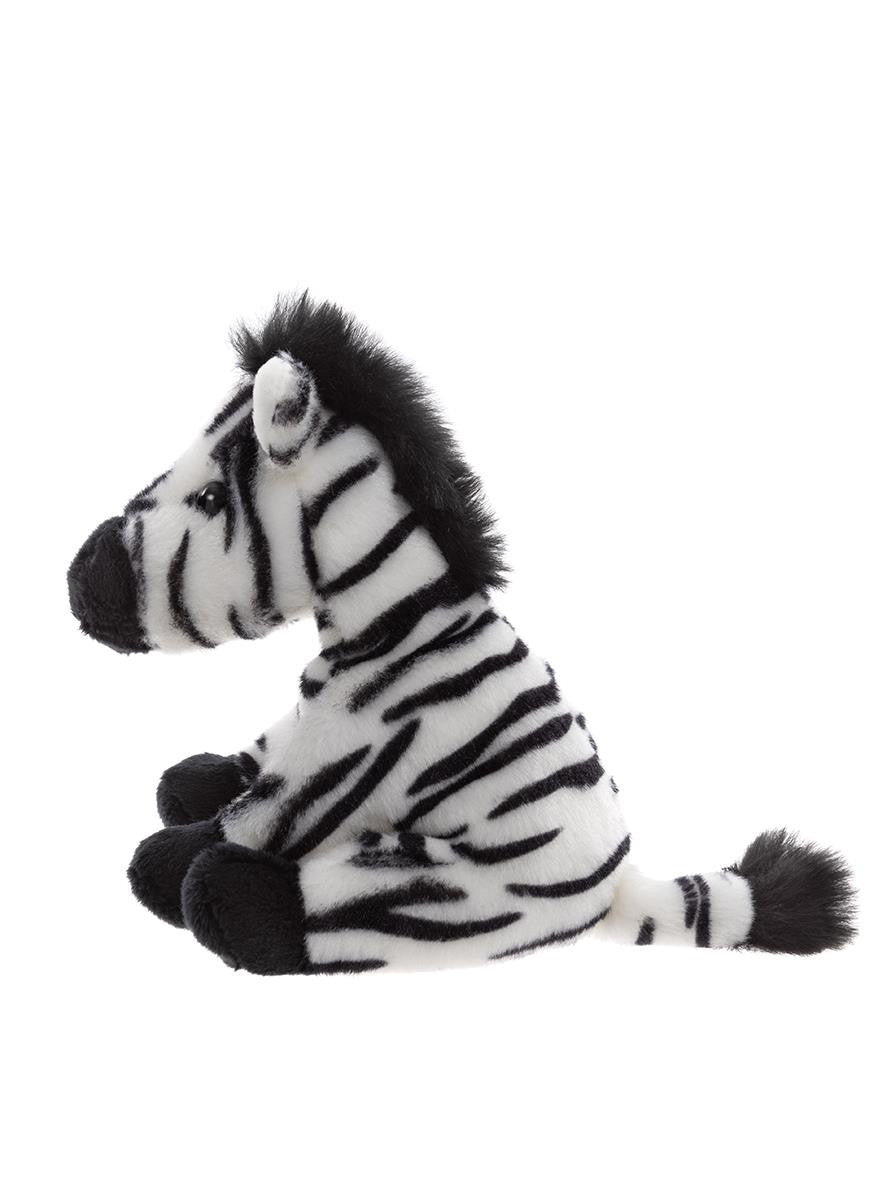 Plush zebra toy on a white background