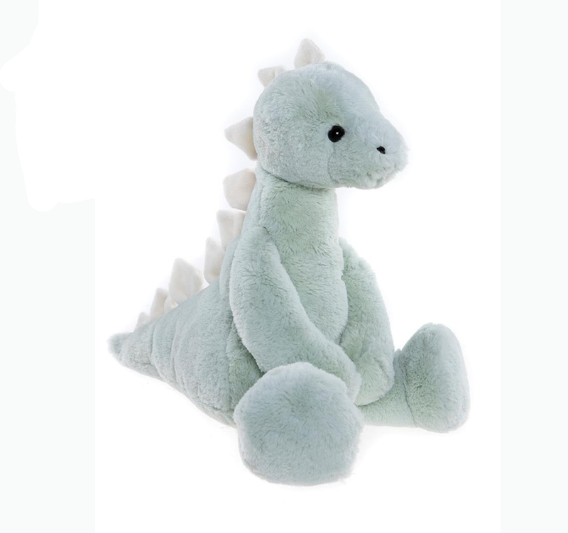 Plush dragon toy with Charlie Bears logo on a white background