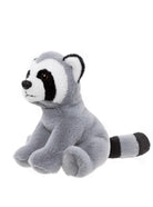 Plush toy raccoon on a white background
