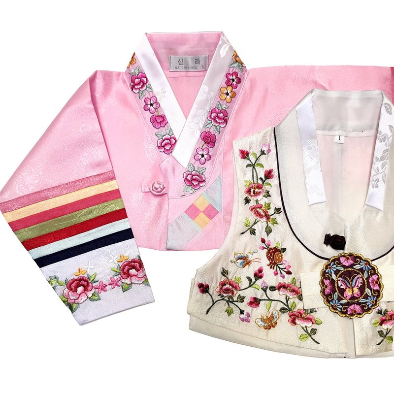 Hanbok Baby Girl 5-piece Set - Noble Girl Pink/Hot Pink