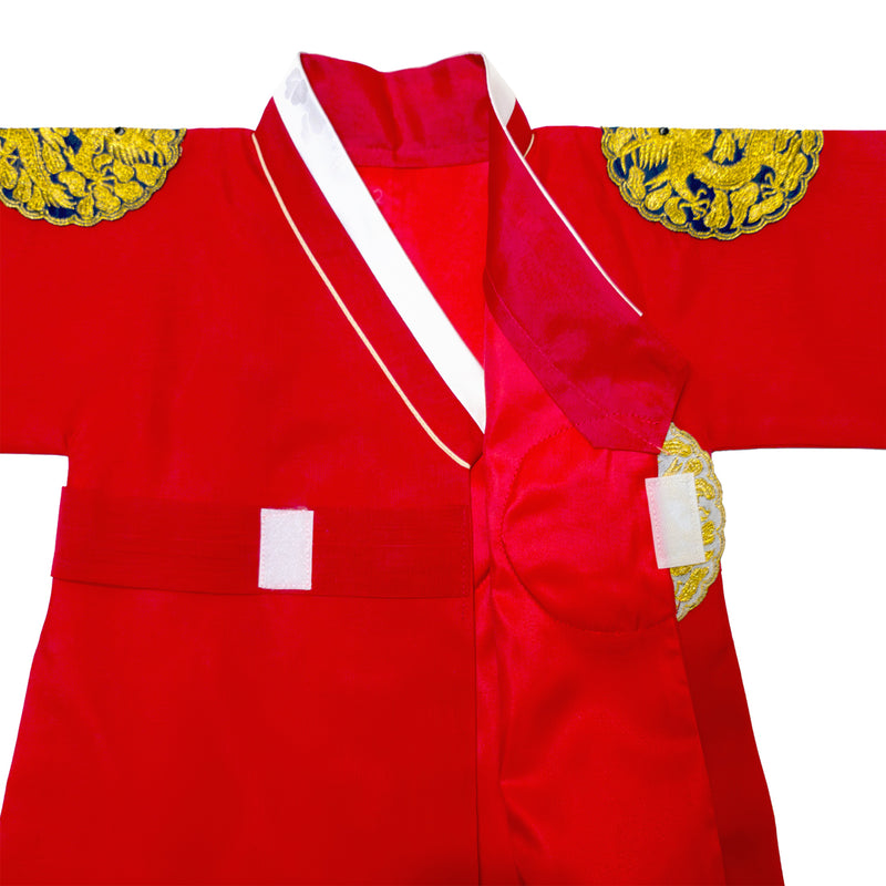 Hanbok Baby Boy 4-piece Set - King Red/Indigo