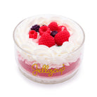 Jelly cup with berries and whipped cream on a white background, featuring the brand 'Jellycup'.