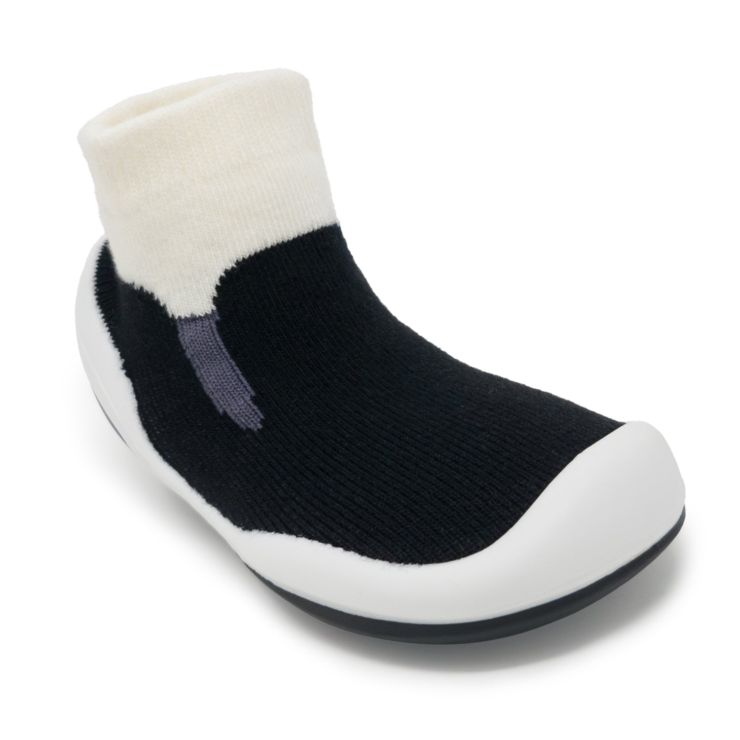 Black and white slip-on shoe on a white background