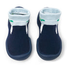 Pair of blue baby sock-shoes.
