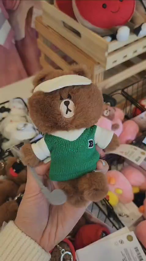 IGIN FRIENDS アップルマン キーホルダー ハーフ＆黒Set① Line Friends BROWN Field Day Plush Keyring - Golf – JINI MINI