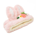 Pink fluffy headband with bunny ears and strawberry.